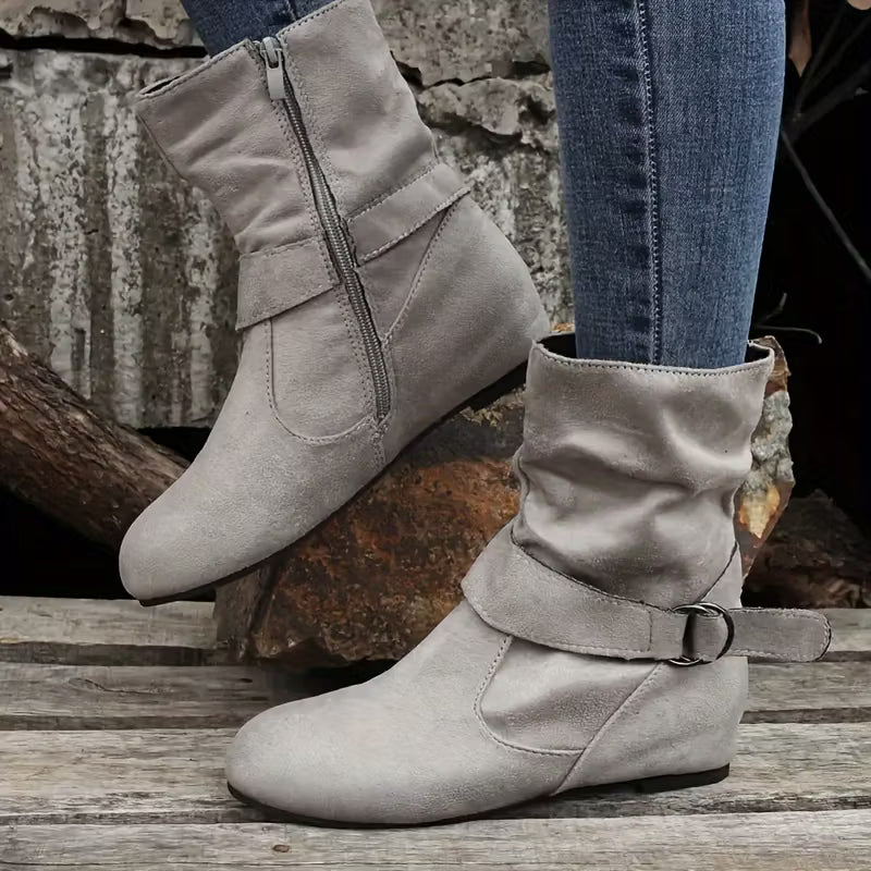 Women's Vintage Buckle Ankle Boots