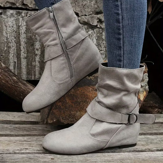 Women's Vintage Buckle Ankle Boots