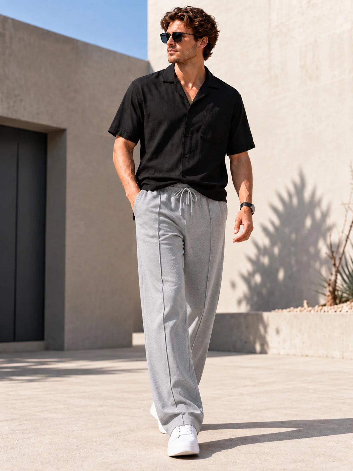 Men's Waffle Knit Straight-Leg Joggers