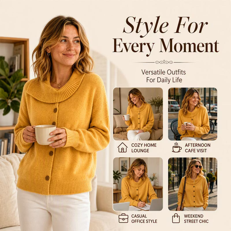 Women's Draped Collar Knit Cardigan