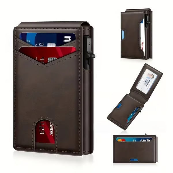 Men's Slim Pop-Up Card Holder Wallet