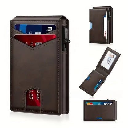Men's Slim Pop-Up Card Holder Wallet