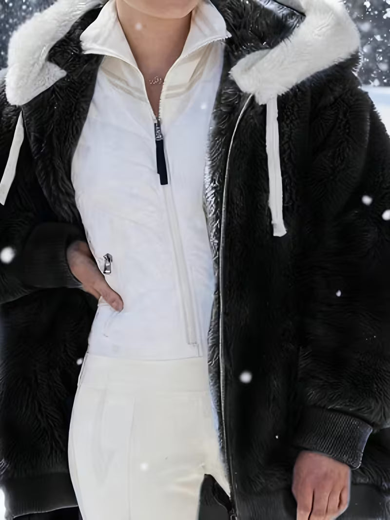 Women's Oversized Plush Hooded Coat