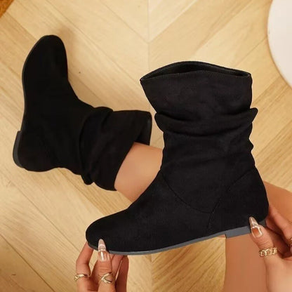 Women's Suede-Look Slouchy Flat Boots