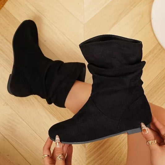 Women's Suede-Look Slouchy Flat Boots