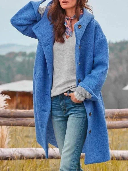 Long-Sleeved Merino Coat With Buttons