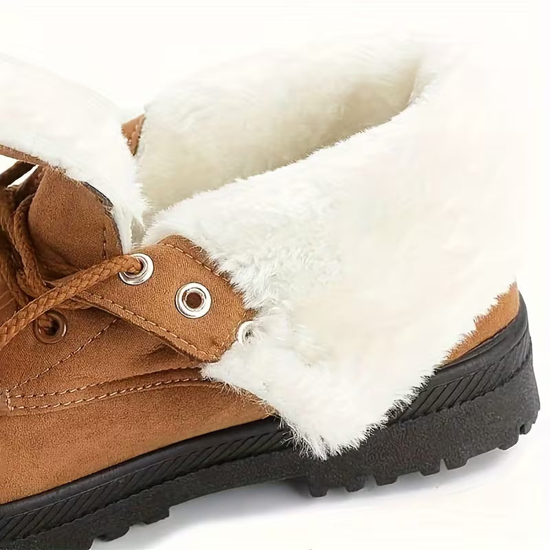 Women's Plush-Lined Lace-Up Ankle Boots