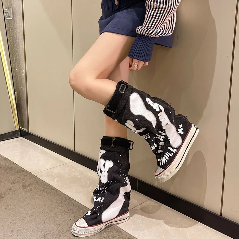 Women's Graffiti Fold-Over Buckle Boots