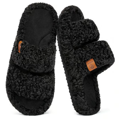 Women's Fuzzy Open-Toe Slippers