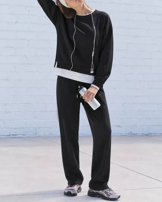 Women's Relaxed Sweatshirt & Wide-Leg Trousers Set