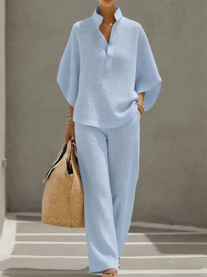Women's Waffle Top & Trouser Set