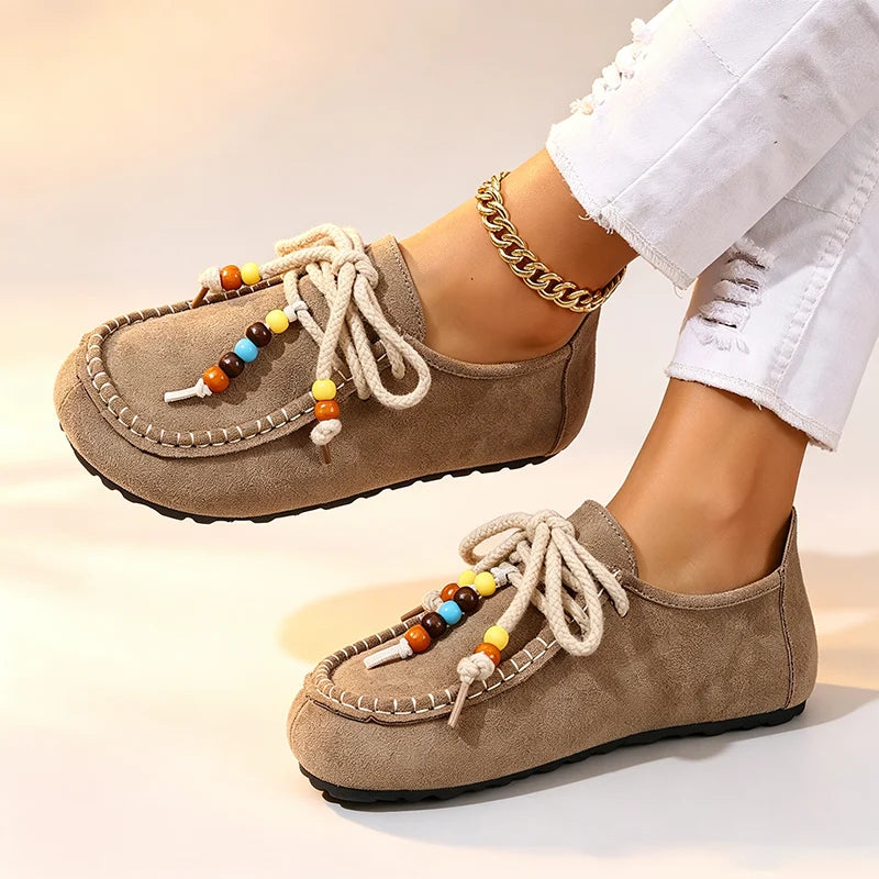 Women's Beaded Suede-Look Loafers