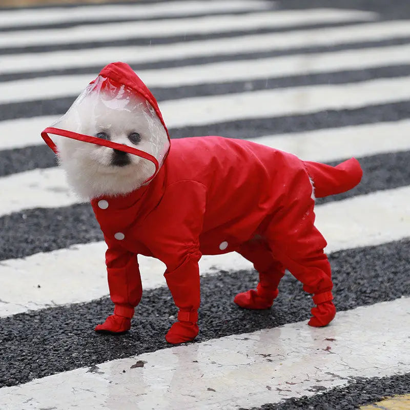 Full-Coverage Waterproof Dog Raincoat with Hood & Boots