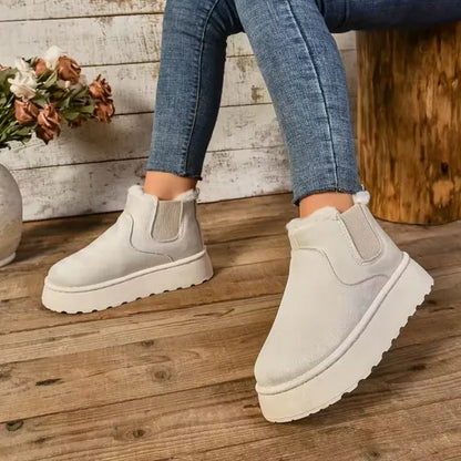 Women's Fuzzy Collar Slip-On Ankle Boots