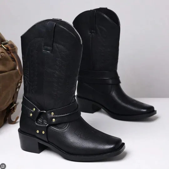 Men's Embossed Retro Ankle Boots
