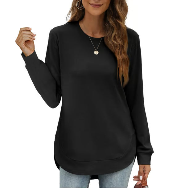 Women's Curved Hem Crew Neck Sweatshirt