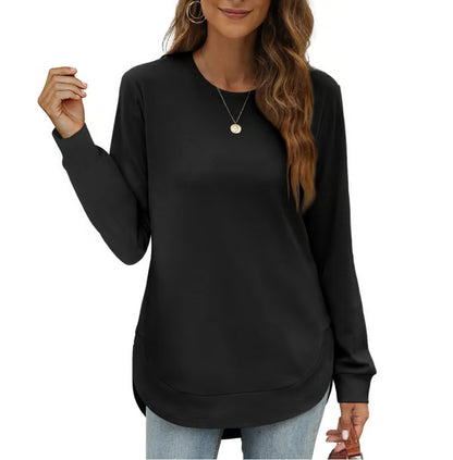 Women's Curved Hem Crew Neck Sweatshirt
