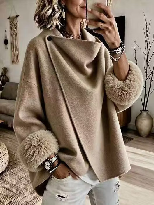 Women's Asymmetric Faux Fur Cuff Jacket