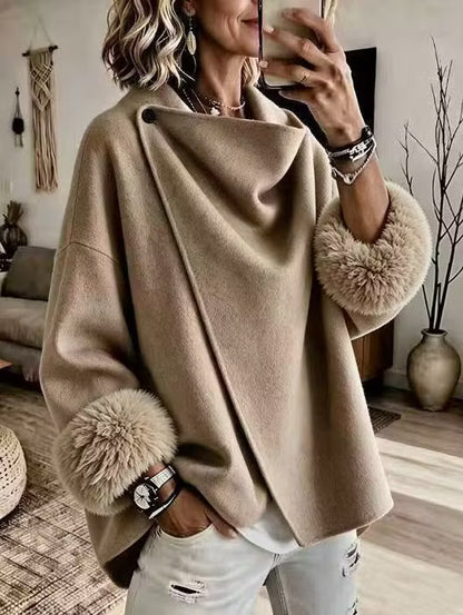 Women's Asymmetric Faux Fur Cuff Jacket