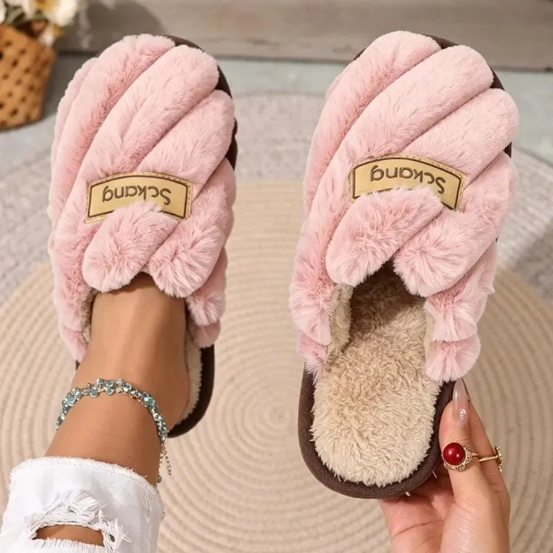 Women's Cosy Braided Plush Slippers
