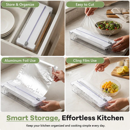 Kitchen Wrap Dispenser with Sliding Cutter