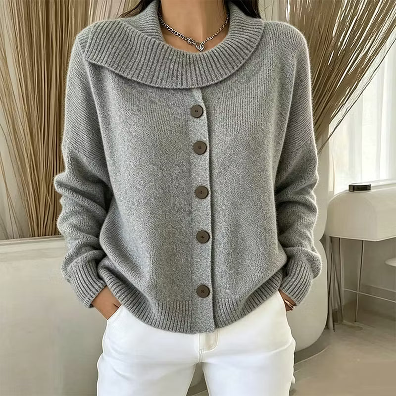 Women's Draped Collar Knit Cardigan