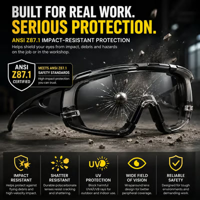 Photochromic Safety Glasses with Removable Foam Lining