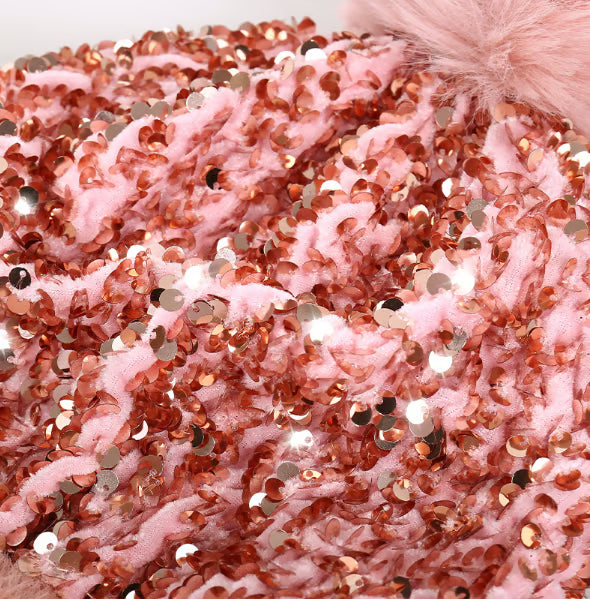 Women's Sequin Pom Pom Beanie