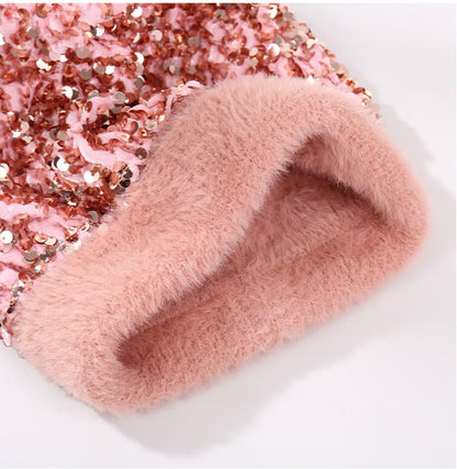 Women's Sequin Pom Pom Beanie