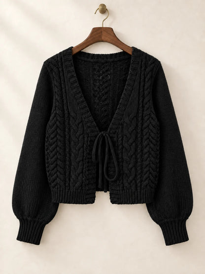 Women's Tie-Front Cable Knit Cardigan
