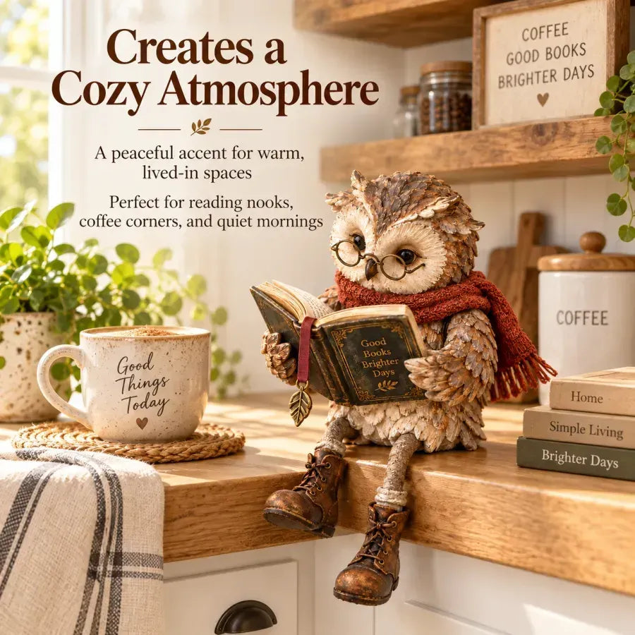 Reading Owl Shelf Figurine