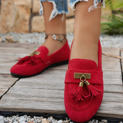 Women's Tassel Buckle Slip-On Loafers