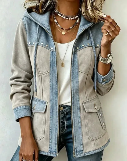 Women's Two-Tone Hooded Utility Jacket