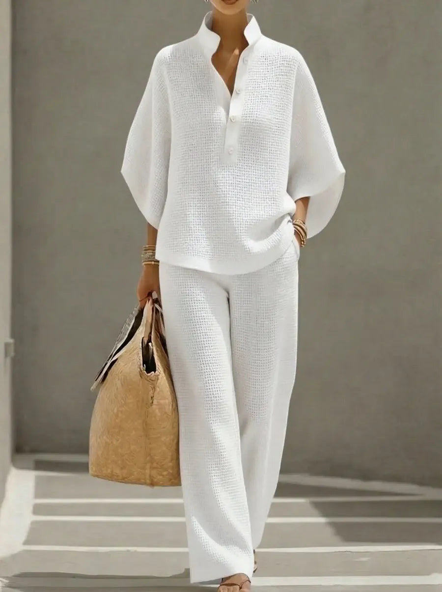 Women's Waffle Top & Trouser Set