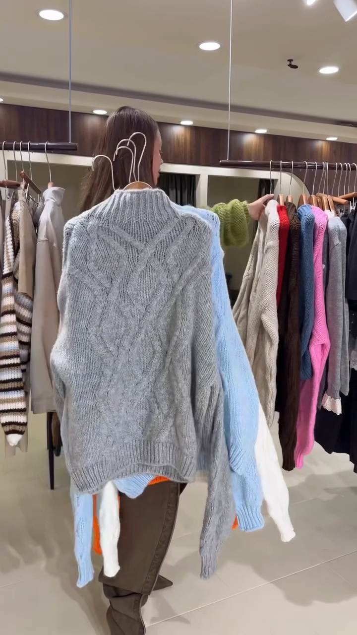 Women's Fluffy Cable Knit Roll Neck Jumper
