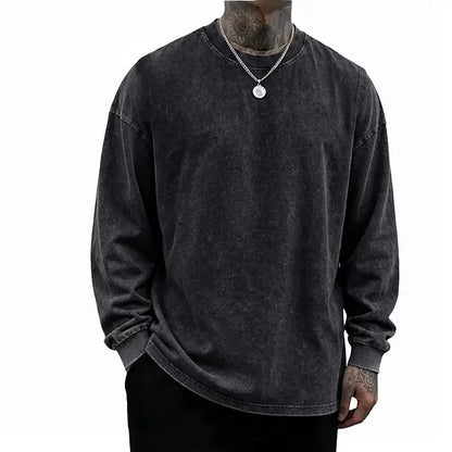 Men's Vintage Washed Oversized Long-Sleeve T-Shirt