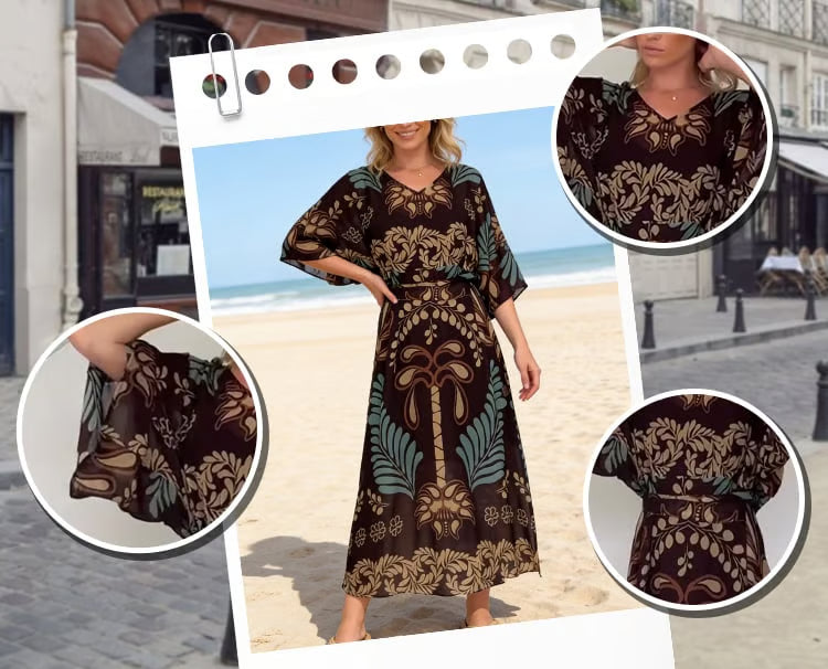 Women's Relaxed Bohemian V-Neck Dress