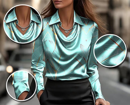 Women's Elegant Long Sleeve Satin Blouse
