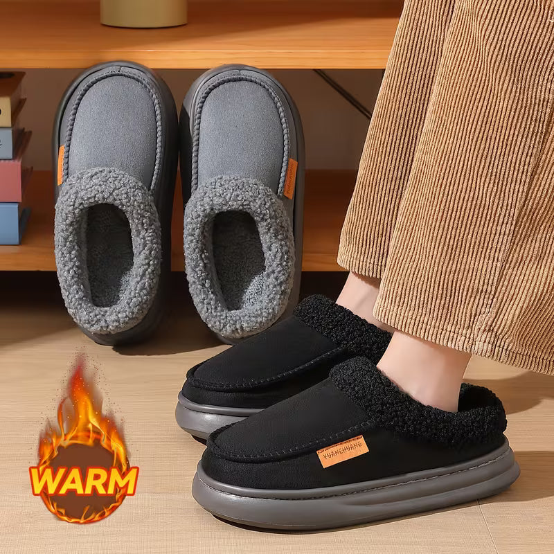 Men's Plush-Lined Winter Slippers