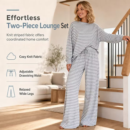 Women's Striped Relaxed Top & Wide-Leg Trouser Set