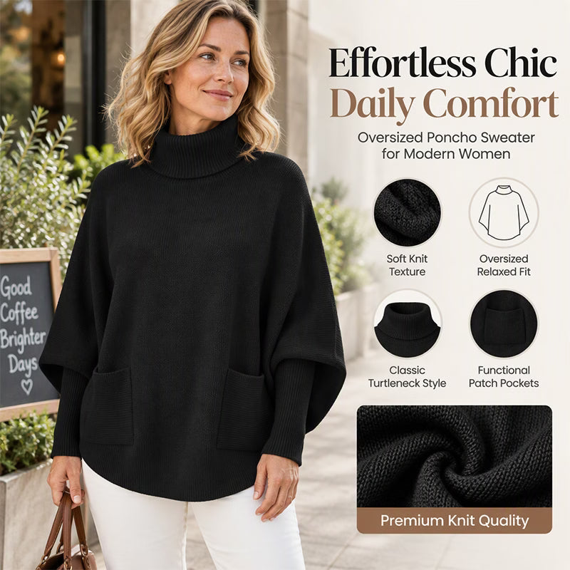 Women's Elegant Oversized Roll Neck Knit Jumper