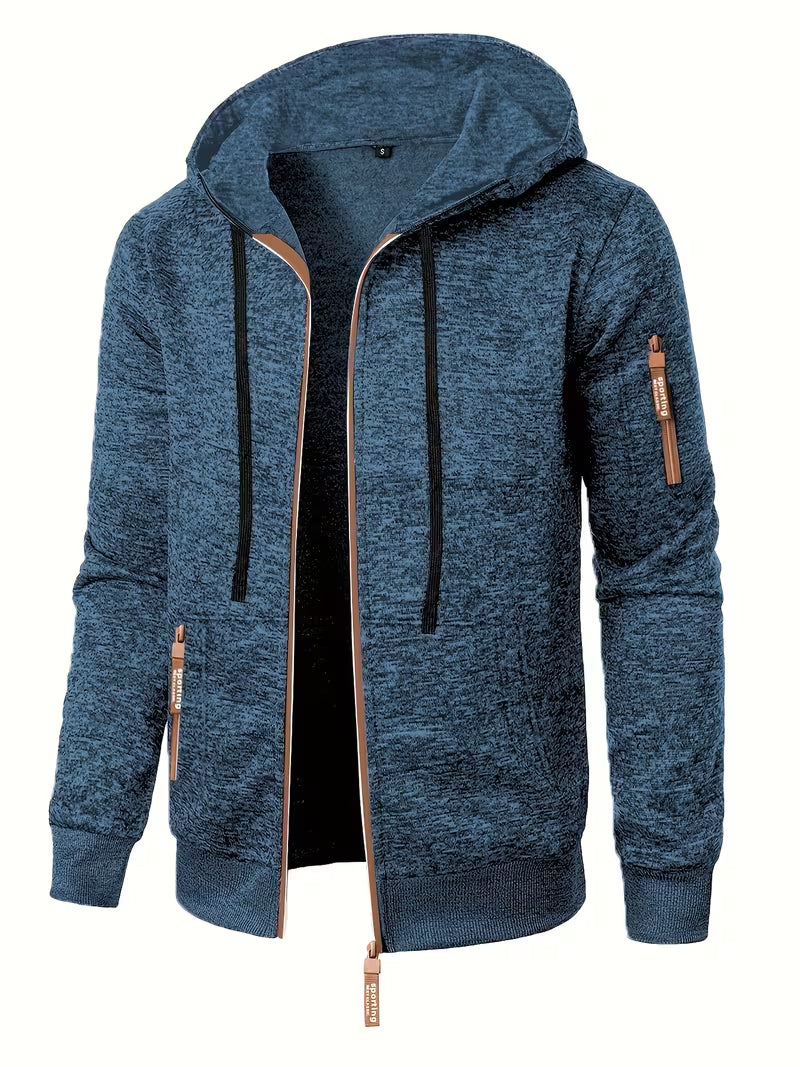 Men's Textured Zip-Up Hooded Jacket