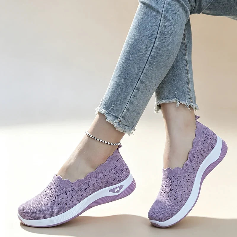 Women's Knit Slip On Casual Trainers