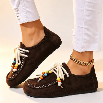 Women's Beaded Suede-Look Loafers