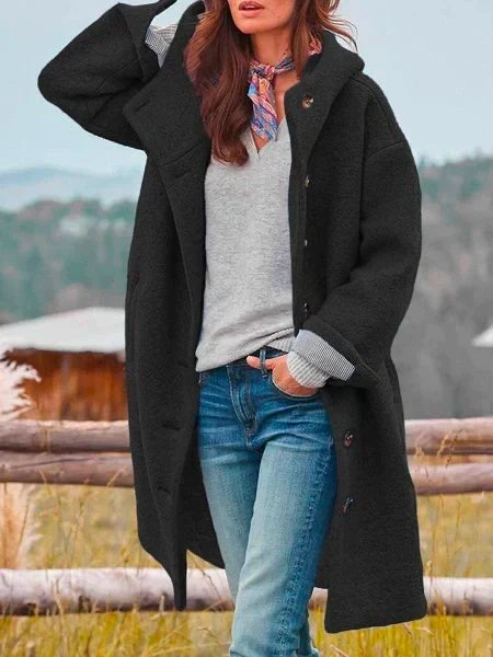 Long-Sleeved Merino Coat With Buttons