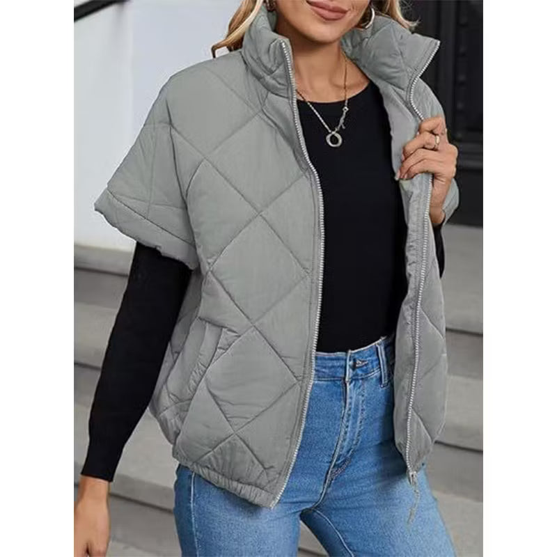 Women's Quilted Short Sleeve Padded Jacket