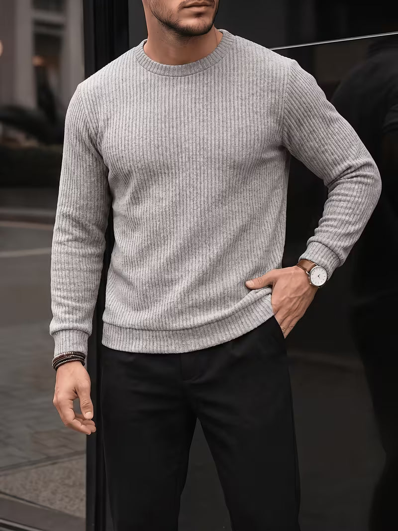 Men's Ribbed Crew Neck Pullover