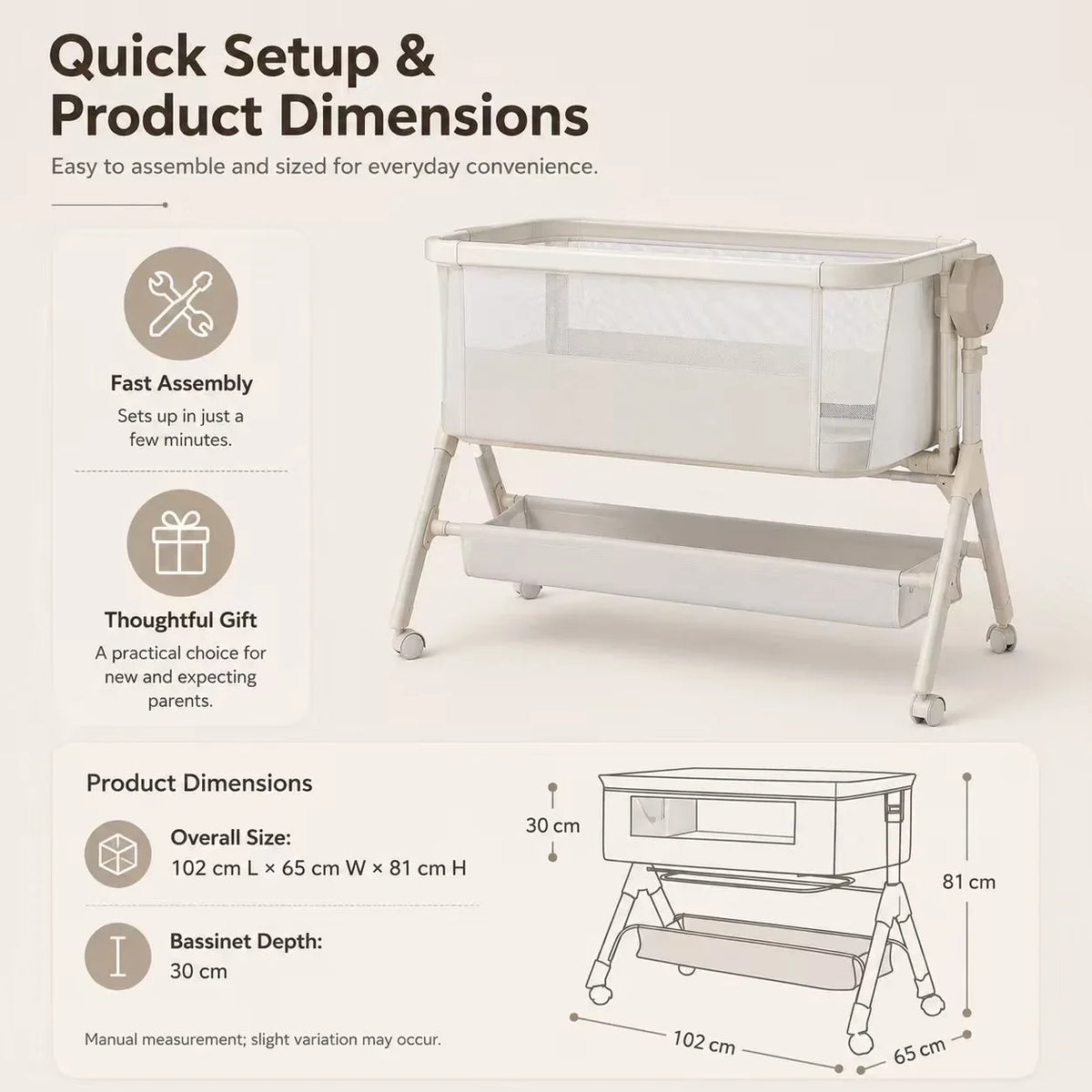 Automatic Rocking Bedside Baby Bassinet