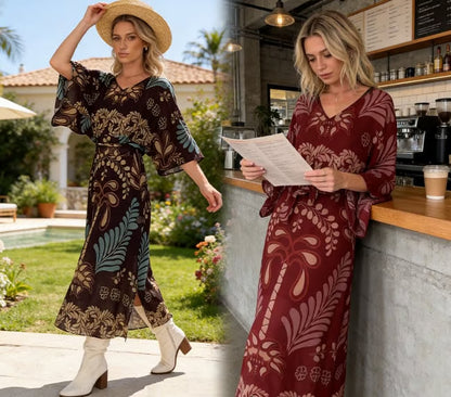 Women's Relaxed Bohemian V-Neck Dress