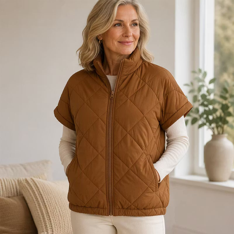 Women's Quilted Short Sleeve Padded Jacket
